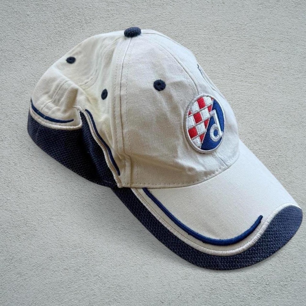 Vintage Dinamo Zagreb Football Cap Cream Navy Adjustable